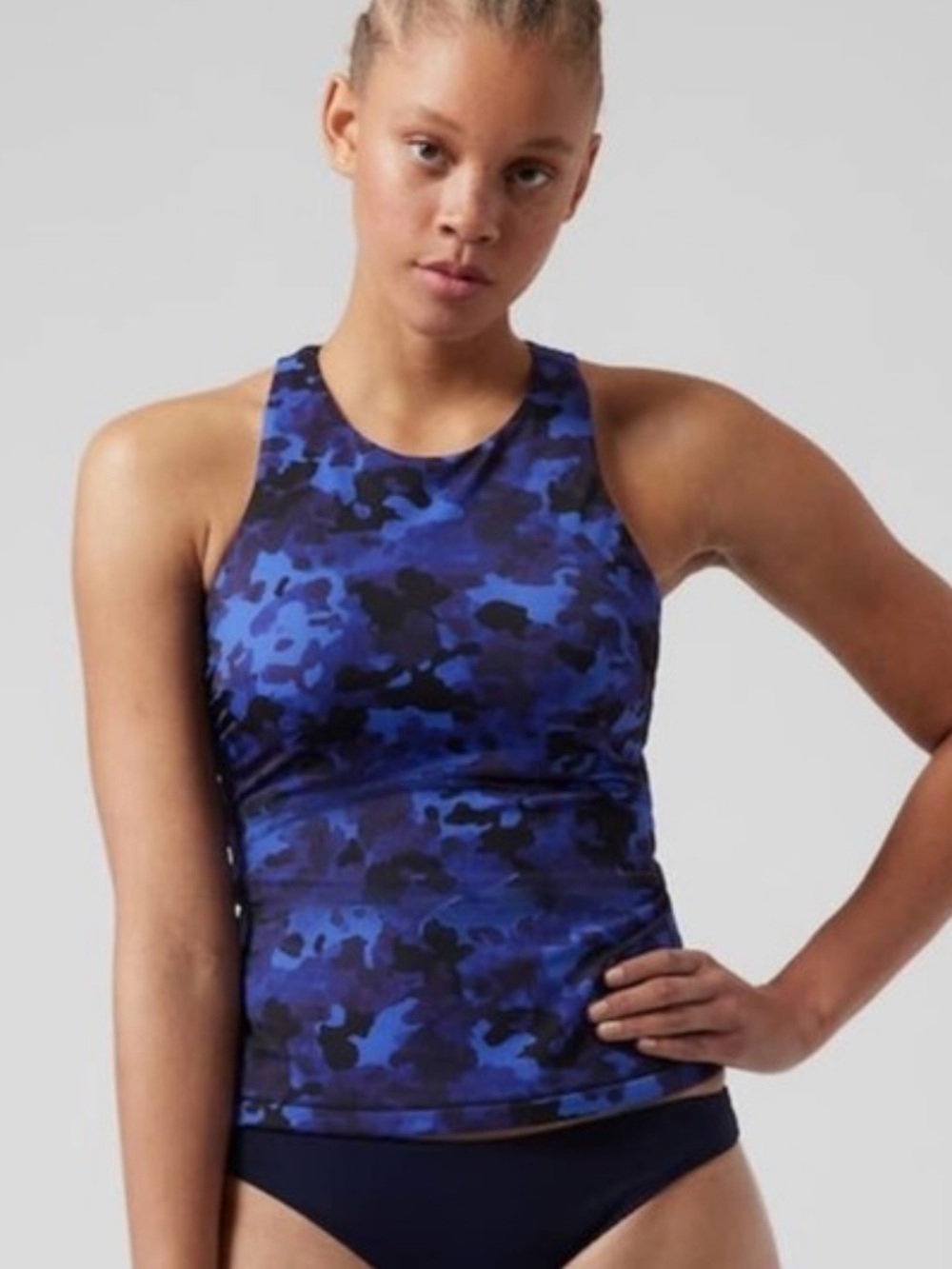 Athleta Maldives Bra Cup Blue Camo Tankini Top